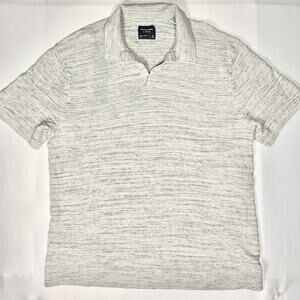 Abercrombie & Fitch Men's Short Sleeve Cream Gray Knit Polo Shirt Size XL